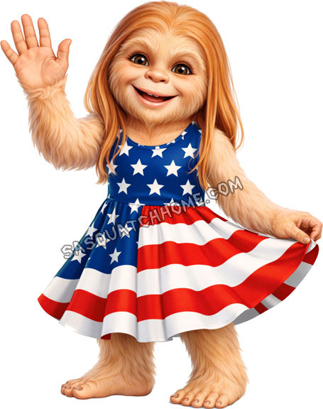 Set of Six Images - Patriotic Sasquatch Girl Digital Download