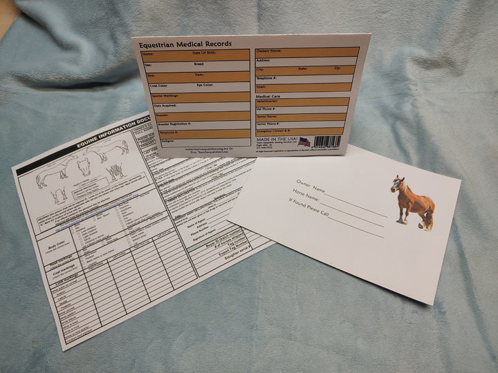 Equestrian Complete Medical Records + EID Sheet & Inside Pocket
