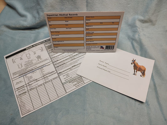 Equestrian Complete Medical Records + EID Sheet & Inside Pocket