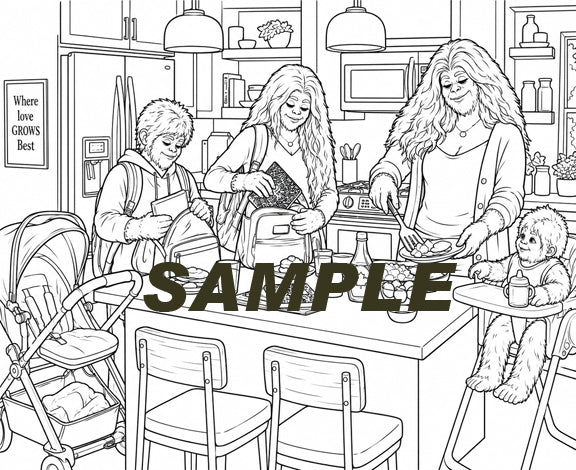 Sasquatch Coloring Book - Family Images- 16 images