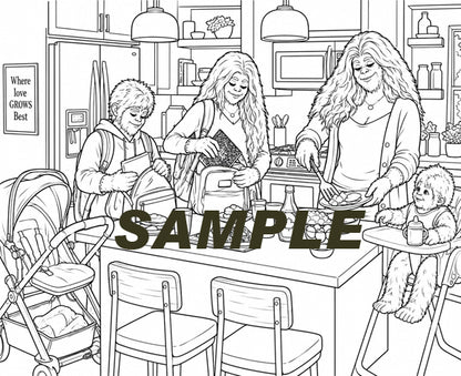Sasquatch Coloring Book - Family Images- 16 images