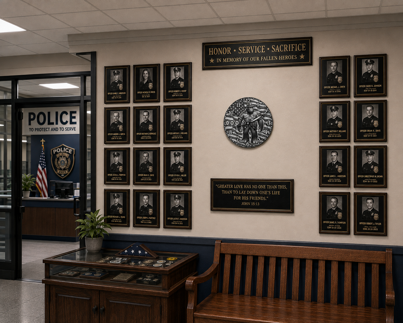 Laser Etched Calendar Clocks - Sasquatch Police Officer