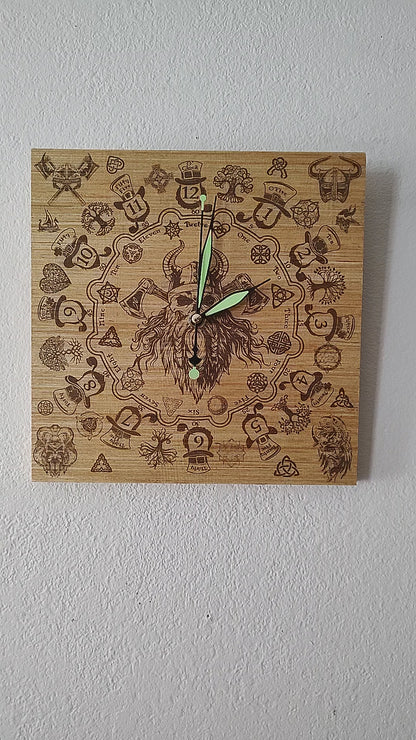 Hand Made Wood "Irish Pride" , Laser Etched Mechanic Clocks 2 Sizes