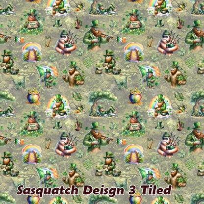 Irish Bigfoot Sasquatch 3, 3 Pack Gift Wrapping Paper Sheets - Over 300 Square Feet of Gift Wrap