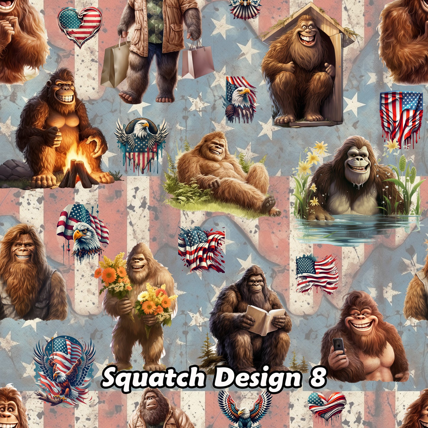 20 Bigfoot / Sasquatch Designs, 15.5 Inch Tube Socks