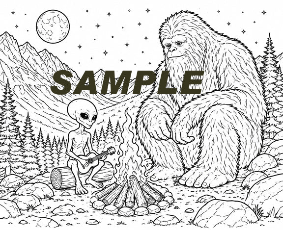 Sasquatch Coloring Book - Family Images- 16 images