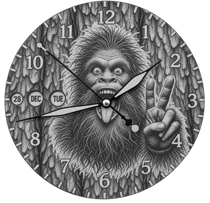 Laser Etched Calendar Clocks - Peace Sign Sasquatch Bigfoot