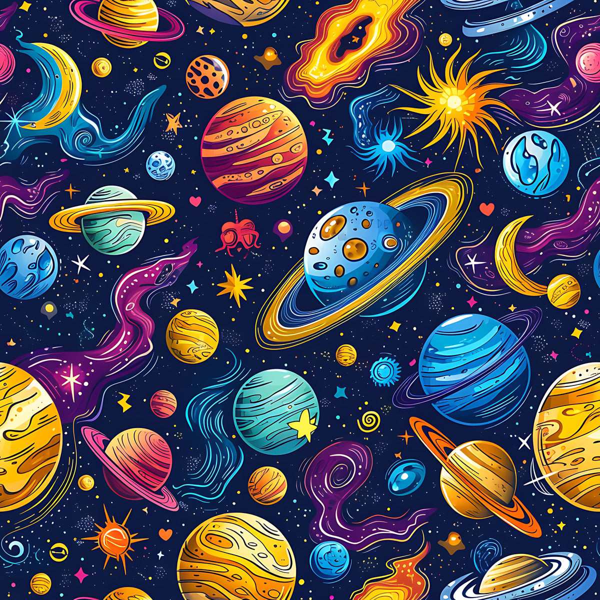 Children's Sports T-Shirt Set, 12 Super Outer Space Desings