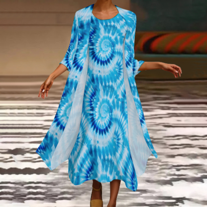 10 Tie Dye Designs, Women’s Long Dress with Cardigan