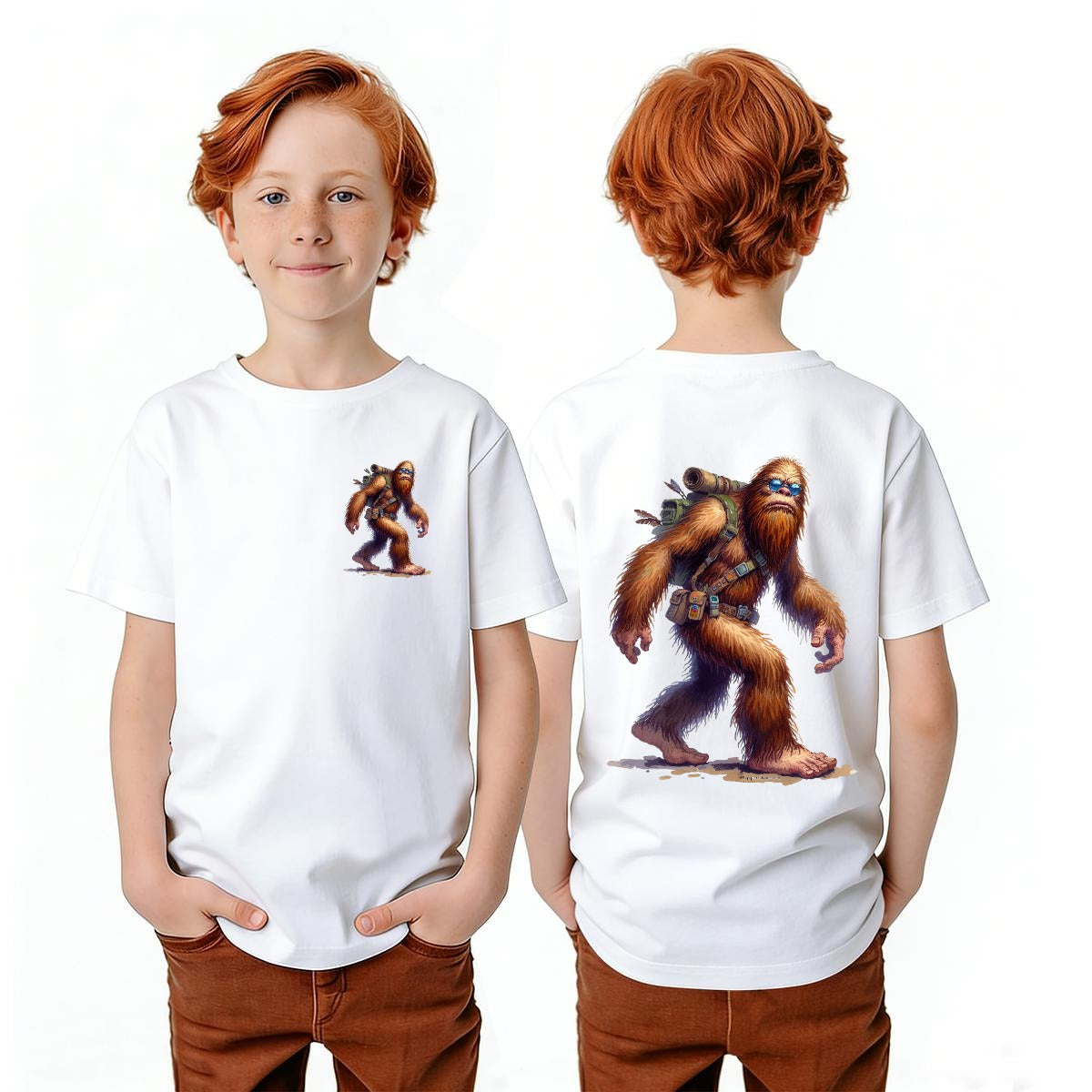 Bigfoot Sasquatch Designs, Kid’s Double Sided Gildan 5000B T Shirt